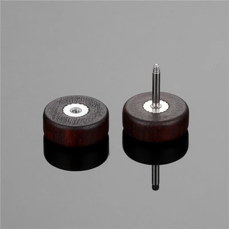 Boucles d'Oreilles Clou en Bois Yin Yang 