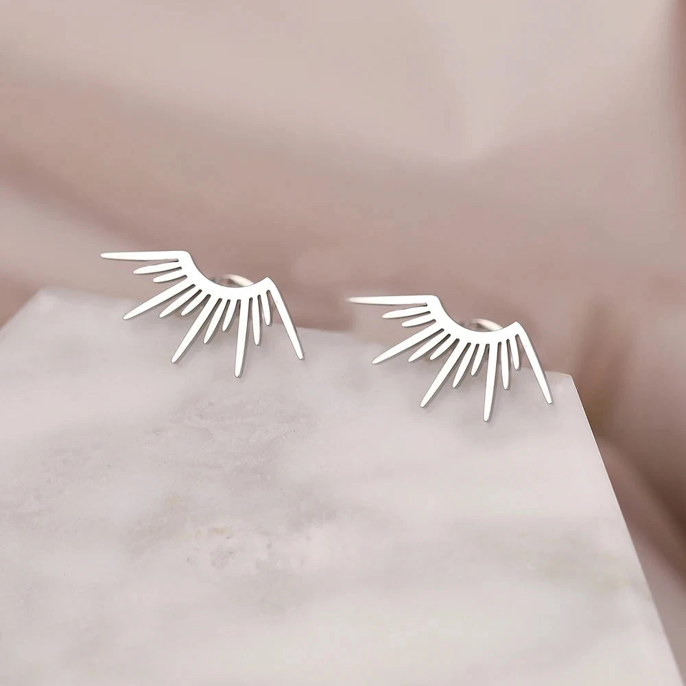 Boucles d'Oreilles Clou en Demi-Cercle Soleil argent