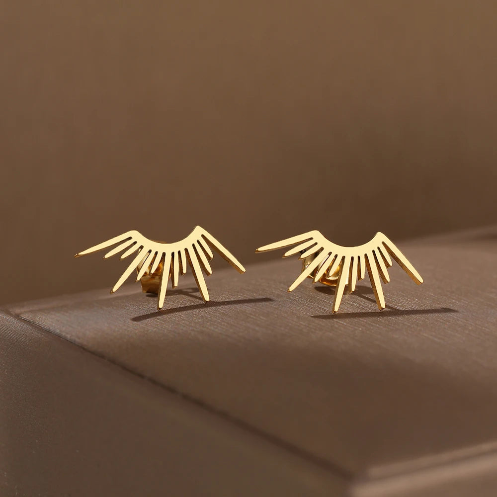 Boucles d'Oreilles Clou en Demi-Cercle Soleil or