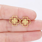 Boucles d'Oreilles Clou en Feuille de Trèfle à 4 Feuilles or