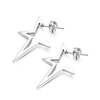 Boucles d'Oreilles Clou Etoile Style Punk argent
