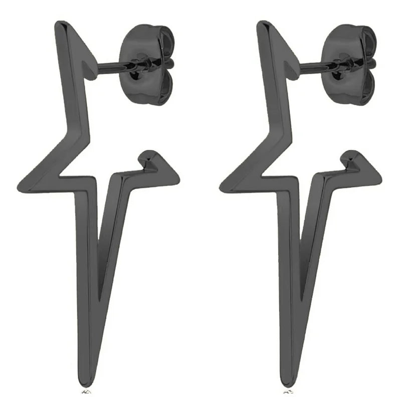 Boucles d'Oreilles Clou Etoile Style Punk noir