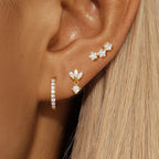 Boucles d'Oreilles Clou Etoiles en Zircon pour Femmes or