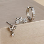 Boucles d'Oreilles Clou Etoiles en Zircon pour Femmes argent