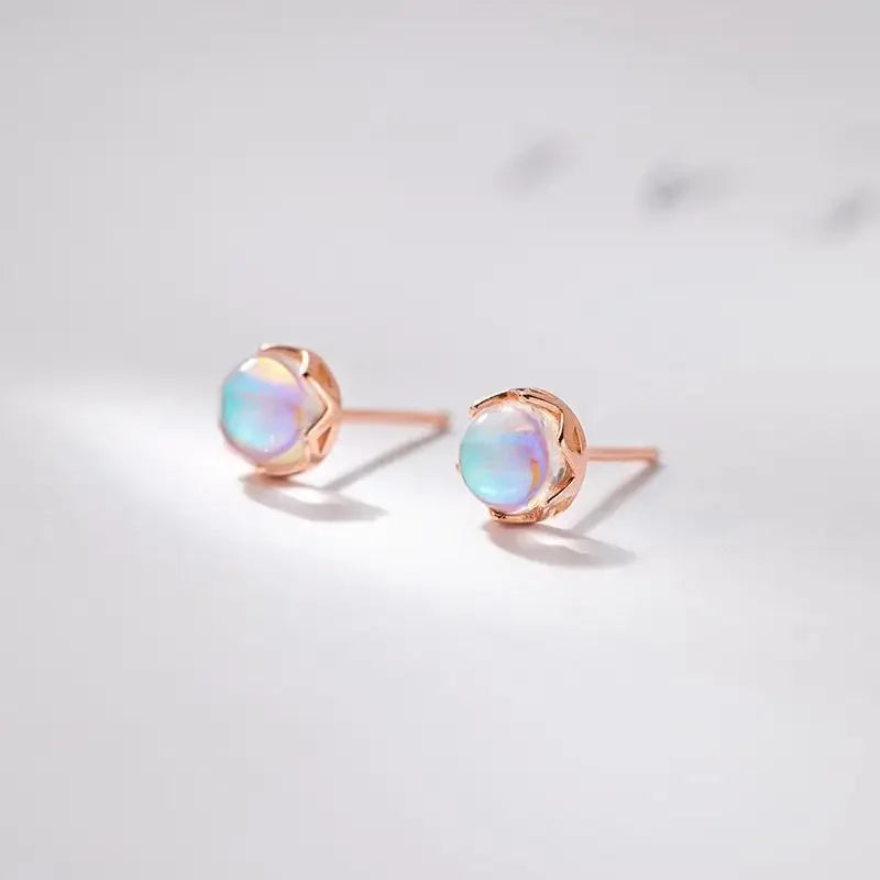 Boucles d'Oreilles Clou Femme Pierre de Lune