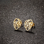 Boucles d'Oreilles Clou Feuille de Palmier or