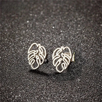 Boucles d'Oreilles Clou Feuille de Palmier argent
