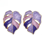 Boucles d'Oreilles Clou Feuille de Palmier violet