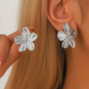 Boucles d'Oreilles Clou Fleur Cinq pétales  argent