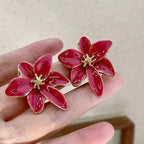 Boucles d'Oreilles Clou Fleur Rouge