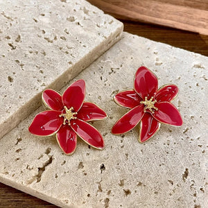 Boucles d'Oreilles Clou Fleur Rouge