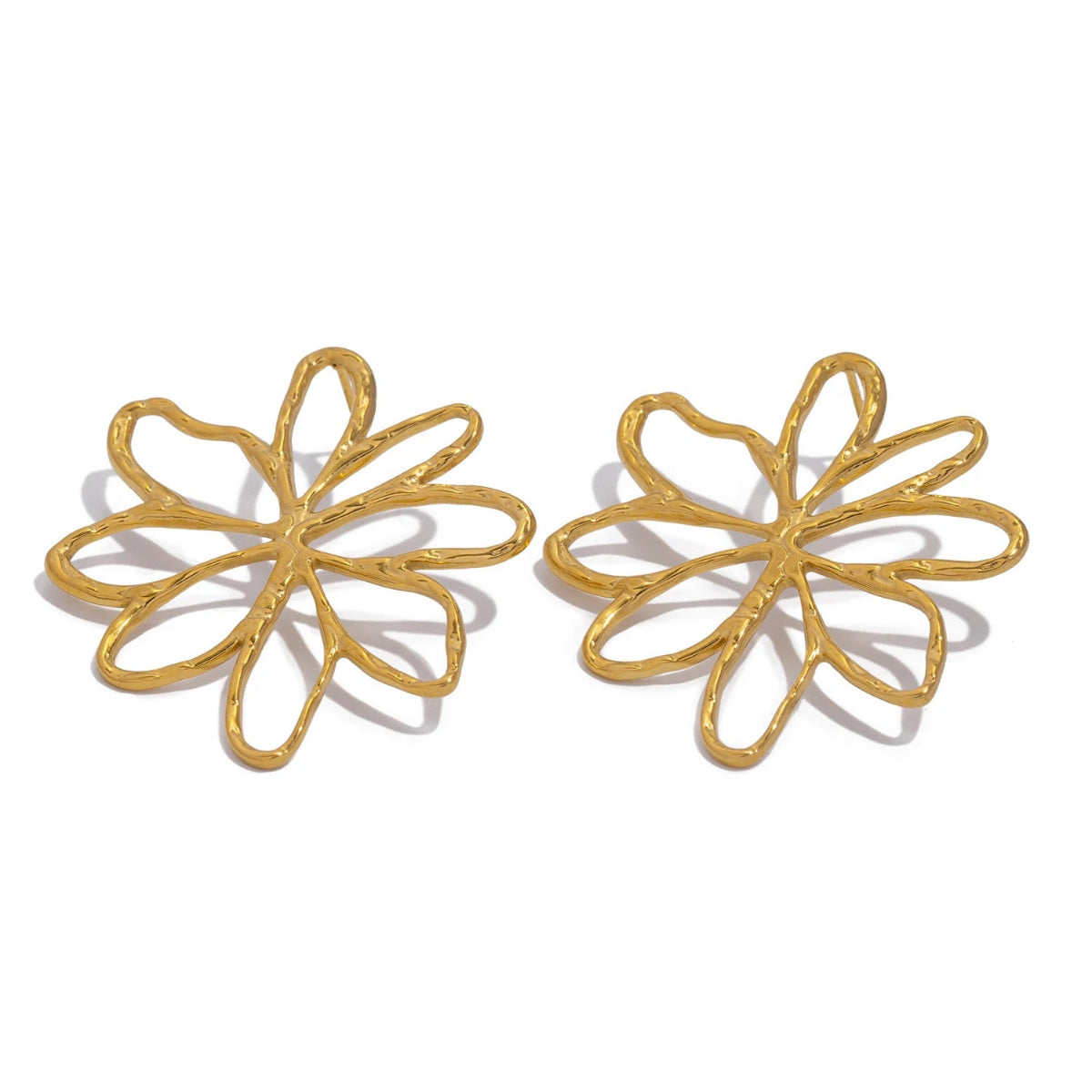 Boucles d'Oreilles Clou Fleurs Asymétriques or