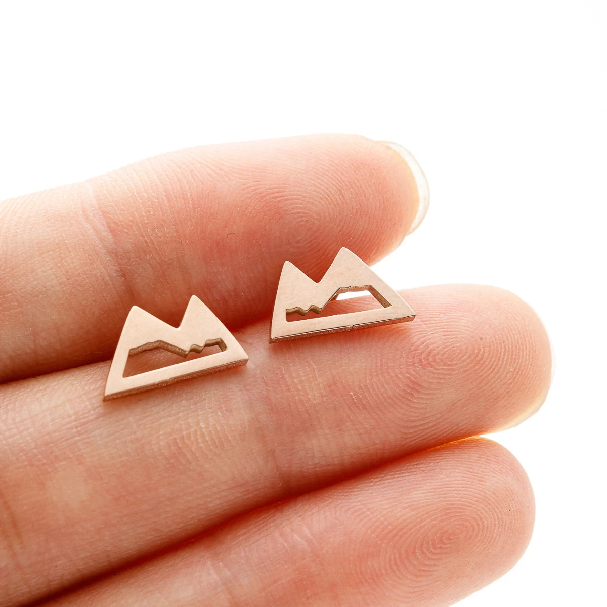 Boucles d'Oreilles Clou Montagnes Minimalistes or rose