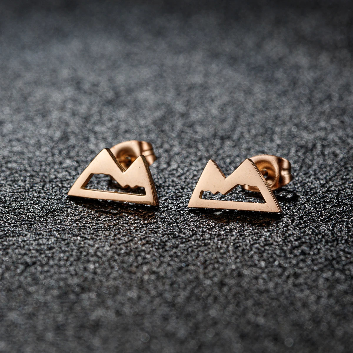 Boucles d'Oreilles Clou Montagnes Incrustées or rose