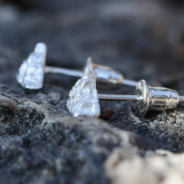 Boucles d'Oreilles Clou Montagnes Argentées