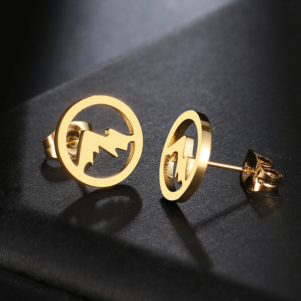 Boucles d'Oreilles Clou Rondes Montagnes pour Femme ou Homme or