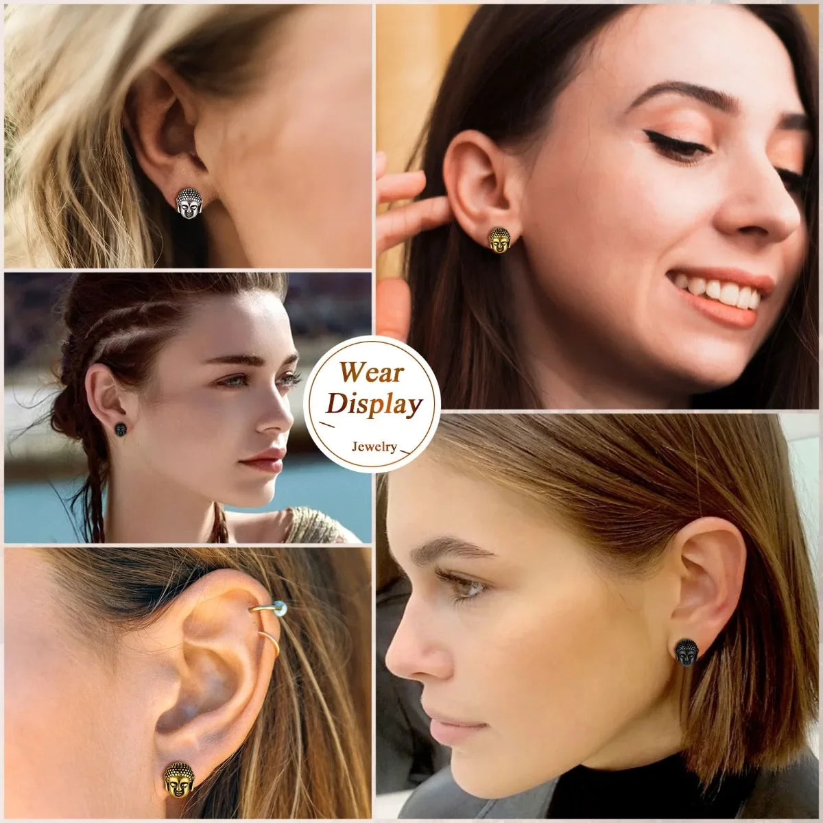 Boucles d'Oreilles Clou Tête de Bouddha