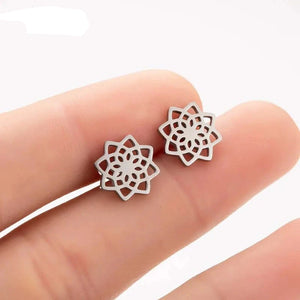 Boucles d'Oreilles Clous Mandala Femme argent