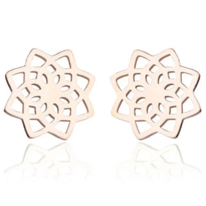 Boucles d'Oreilles Clous Mandala Femme or rose