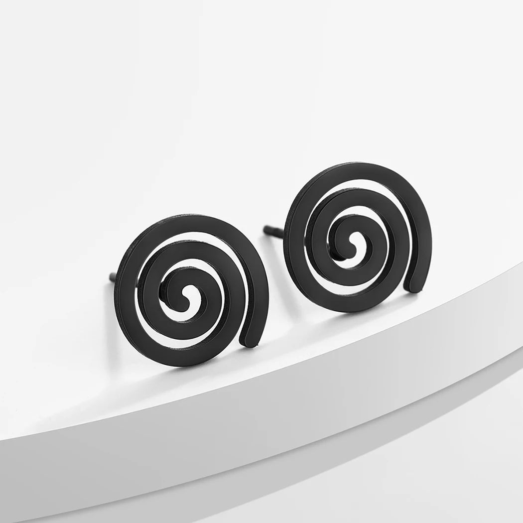 Ohrstecker Spirale Schwarz