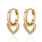 Boucles d'oreilles créoles avec coeur scintillant or