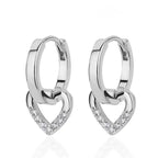 Boucles d'oreilles créoles avec coeur scintillant argent