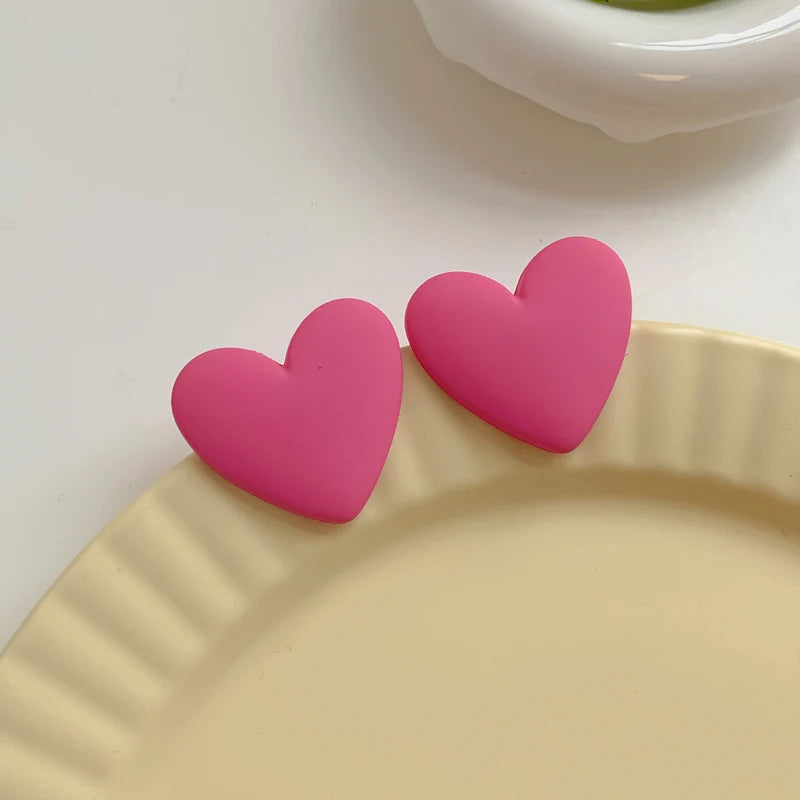 Dark pink velvet heart earrings
