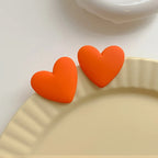 Orange velvet heart earrings