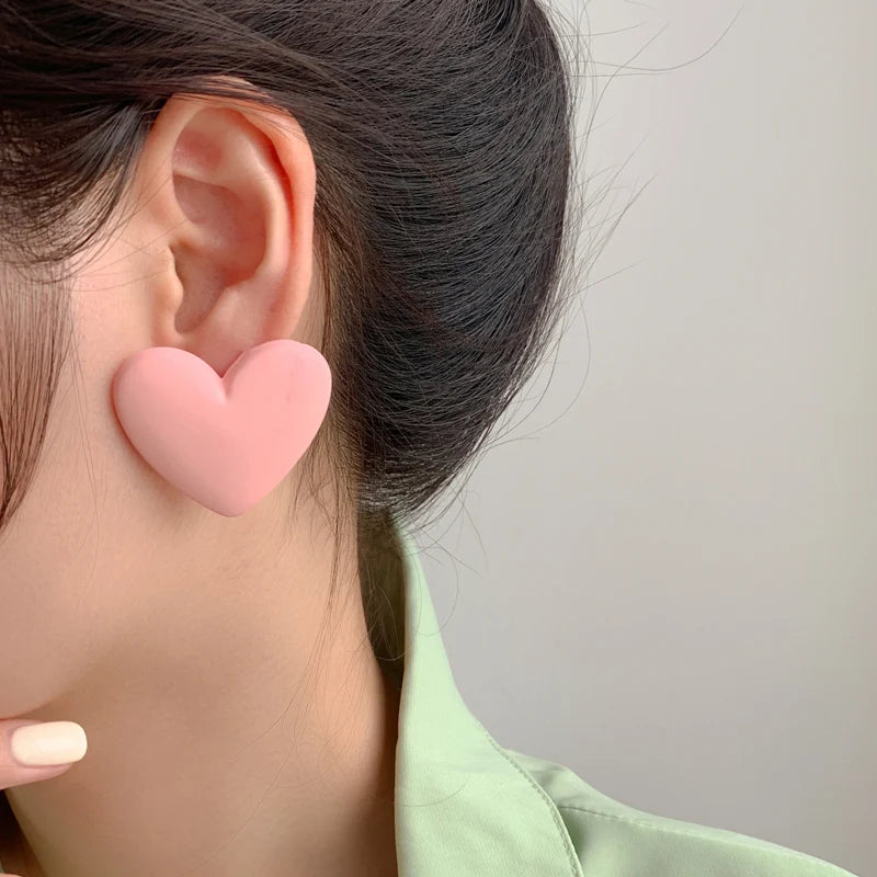 Light pink velvet heart earrings