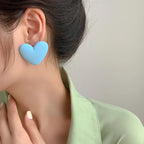 Light blue velvet heart earrings