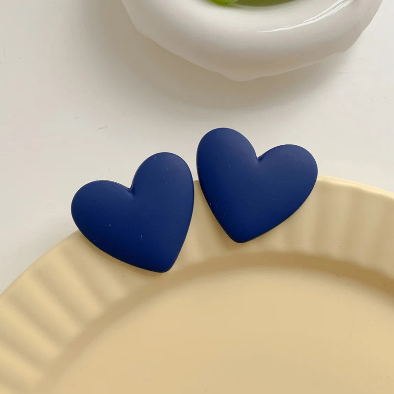 Dark blue velvet heart earrings