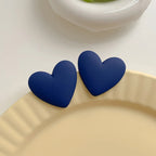 Dark blue velvet heart earrings