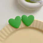 Light green velvet heart earrings