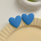Blue velvet heart earrings