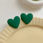 Dark green velvet heart earrings
