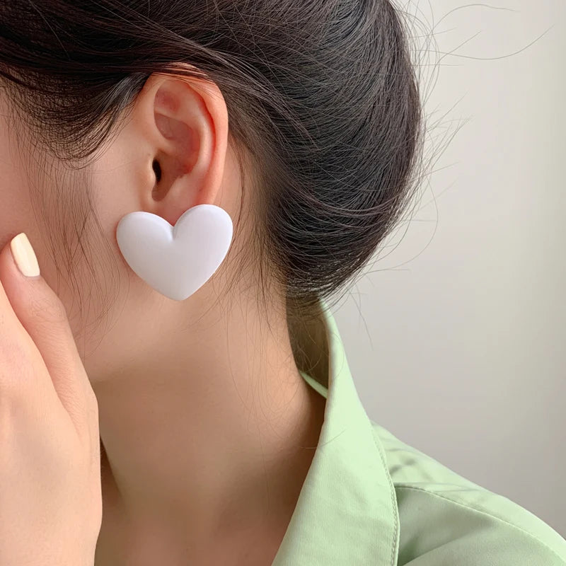 White velvet heart earrings