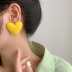 Yellow velvet heart earrings