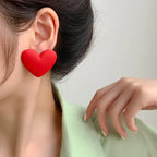 Red velvet heart earrings