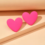 Pink velvet heart earrings 