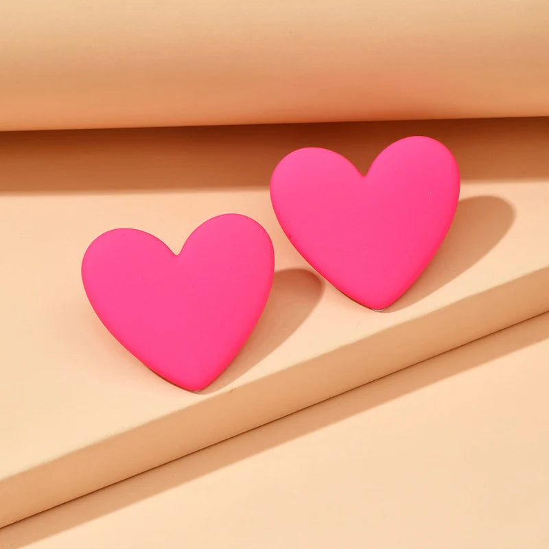 Pink velvet heart earrings 