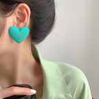Turquoise velvet heart earrings