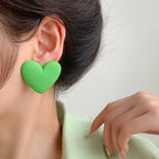 Light green velvet heart earrings