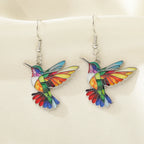 Boucles d'oreilles colibri arc-en-ciel