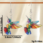Boucles d'oreilles colibri arc-en-ciel