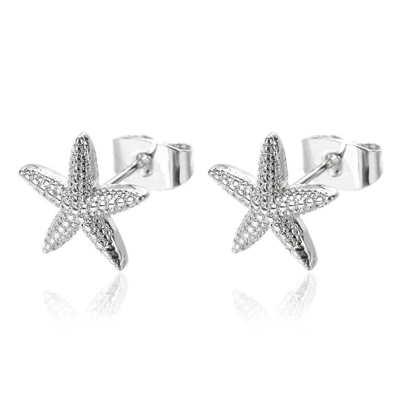 Boucles d'oreilles coquillage pour femme étoiles de mer argent