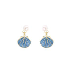 Boucles d'Oreilles Coquilles Saint-Jacques Bleues Coquillage