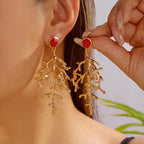 Gold-plated coral earrings