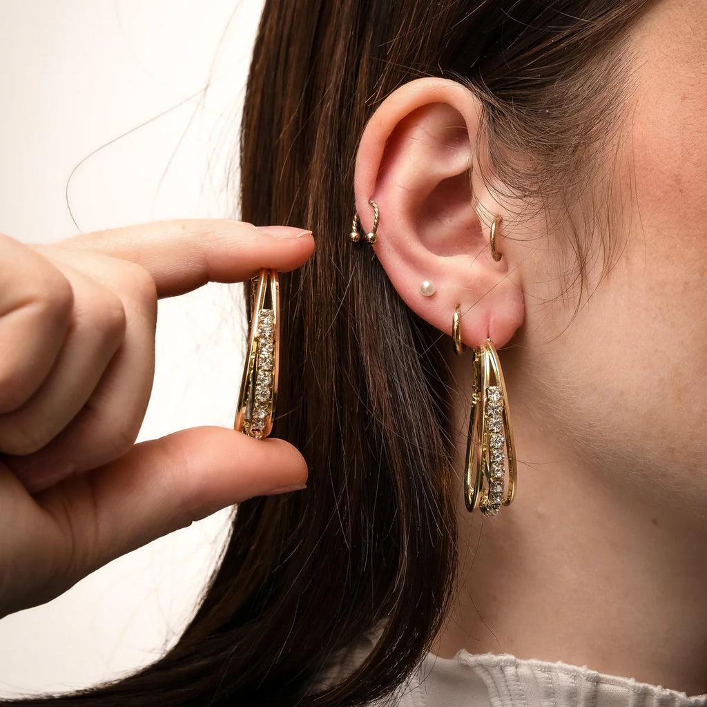 Boucles d'oreilles Créoles à Strass Or Loriele