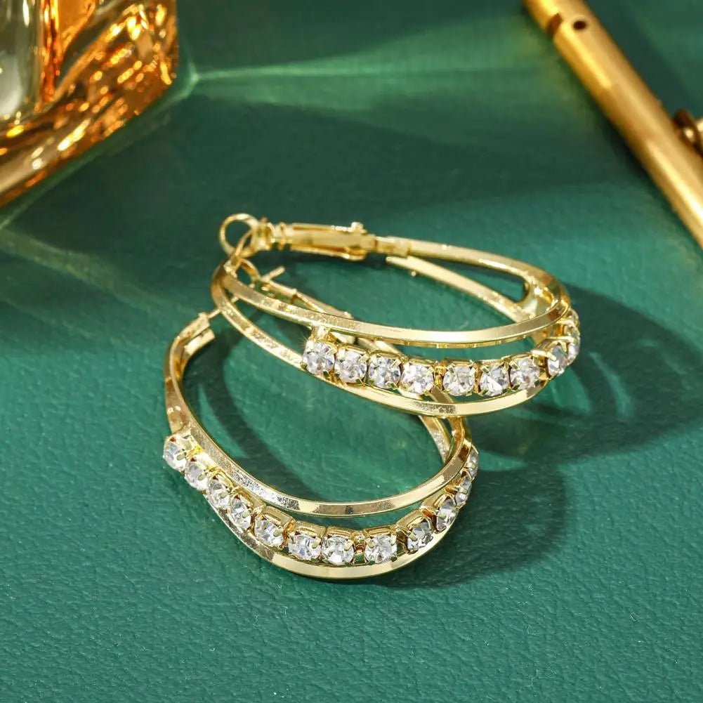 Boucles d'oreilles Créoles à Strass Or Loriele