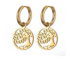 Pendientes de aro colgantes Árbol de la Vida oro